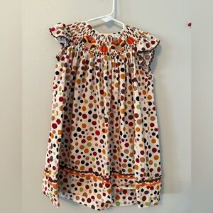 Lil Cactus Colorful Polka Dot Smocked Fall Turkey Dress